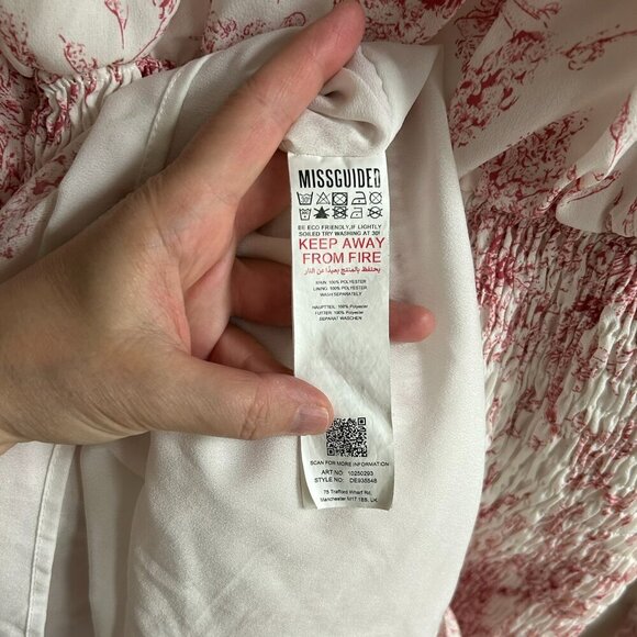 MISSGUIDED Red & White Long Sleeve Ruffled Mini Dress  US 4 - Picture 6 of 7
